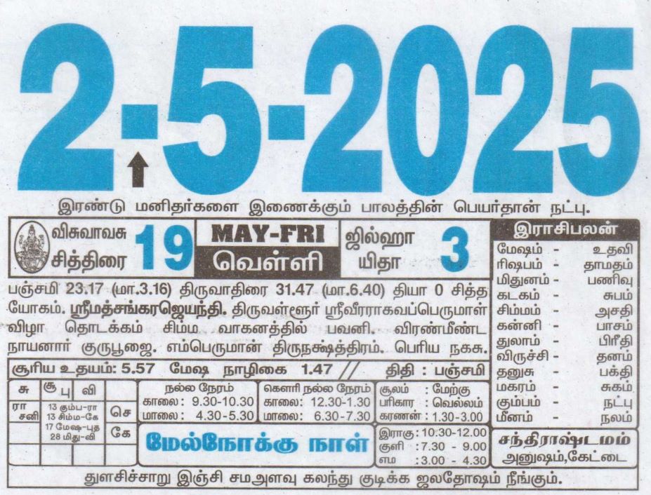 Tamil Calendar 02-05-2025