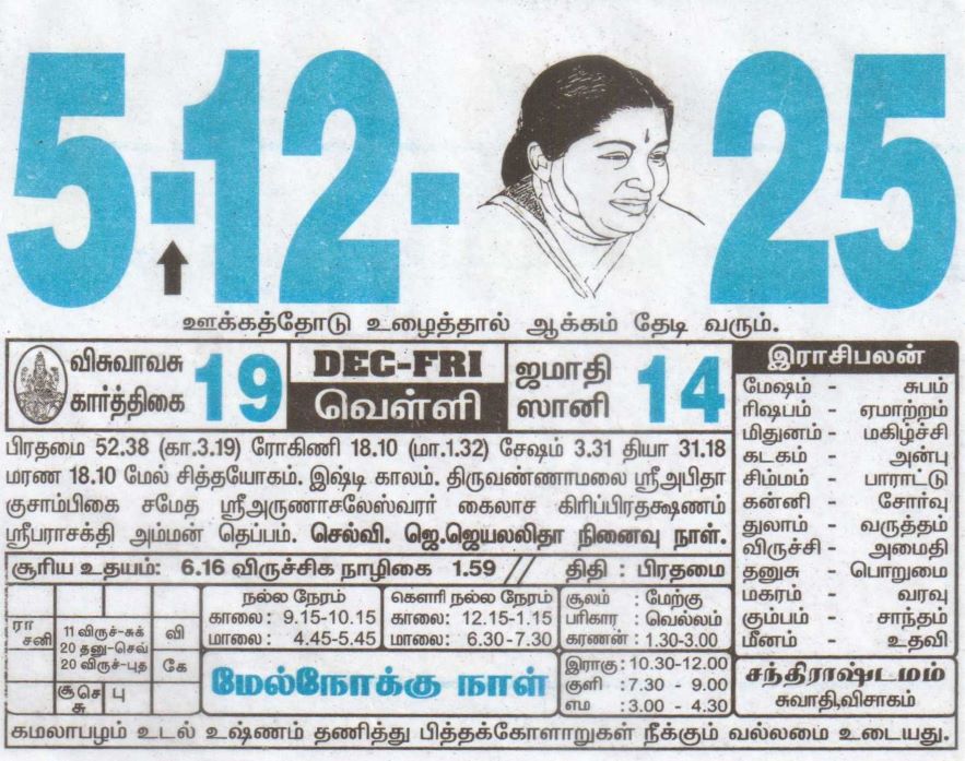 Tamil Calendar 05-12-2025