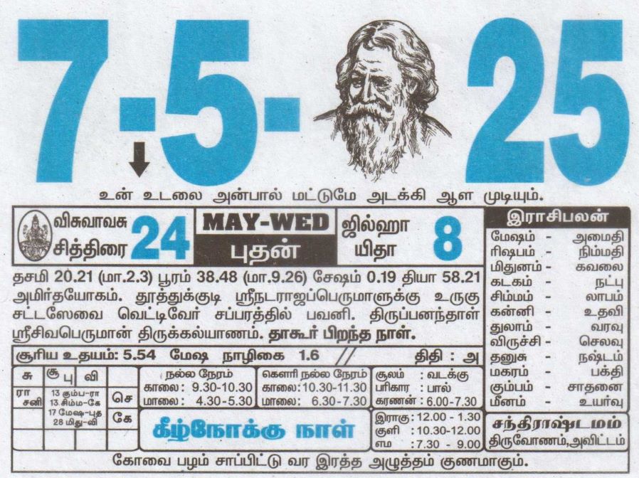 Tamil Calendar 07-05-2025