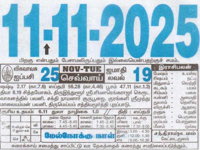 Tamil Calendar 11-11-2025