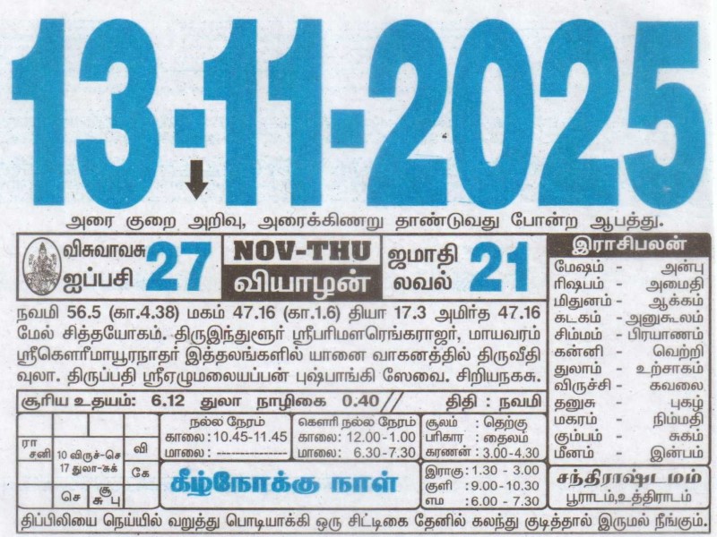 Tamil Calendar 13-11-2025