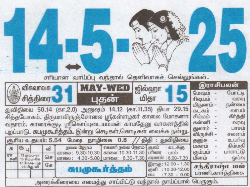 Tamil Calendar 14-05-2025