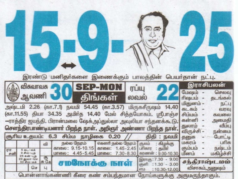 Tamil Calendar 15-09-2025