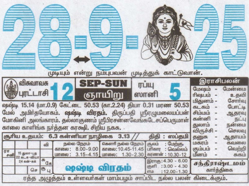 Tamil Calendar 28-09-2025